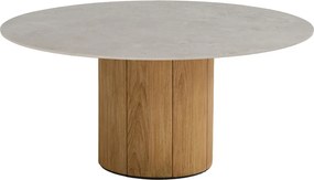 Taste by 4 Seasons Bosco low dining tuintafel teak met keramisch blad Oyster Ø 160 cm Tuintafel houtkleur weerbestendig