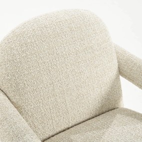 Eleonora Monica Design Fauteuil Beige Met Stoffen Armleuning