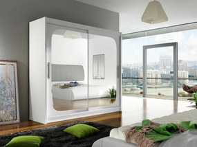 Kledingkast Closico 108, Wit, 215x180x58cm, 153 kg, Kledingkast deuren: Schuivend, Aantal planken: 5, Aantal planken: 5