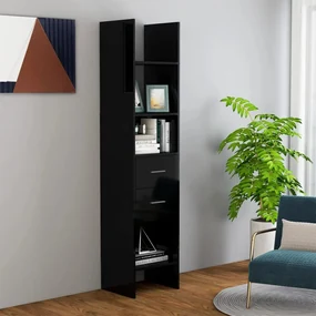 vidaXL Boekenkast 40x35x180 cm spaanplaat hoogglans zwart
