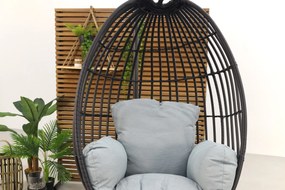 Hangstoel Panama swing egg - black rotan/mint grey