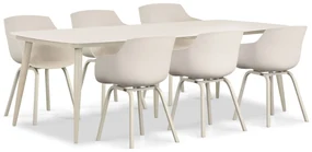 Tuinset 6 personen 240 cm Kunststof Taupe Lifestyle Garden Furniture Salina/Vienna