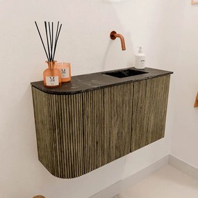 Mondiaz Joya DLux 70cm toiletmeubel ronding links dusk met wastafel faye rechts zonder kraangat lava