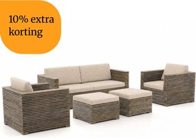 + 10% kassakorting | Stoel-bank loungeset ROUGH | 4 personen | Loungeset Old Teak Greywash | Teakhout | Kees Smit Tuinmeubelen