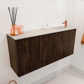 Mondiaz Joya DLux 90cm toiletmeubel walnut met wastafel faye rechts 1 kraangat ostra