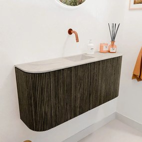 Mondiaz Joya DLux 95cm toiletmeubel ronding links/rechts shadow met wastafel faye midden zonder kraangat ostra
