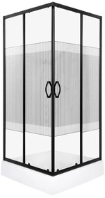 Kerra Xenia douchecabine met douchebak en schuifdeur 80x80cm zwart mat