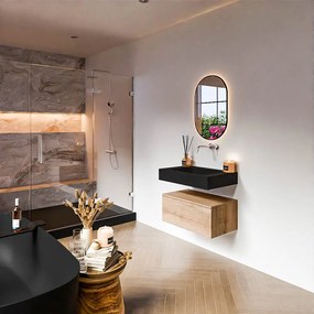 Zaro Alan badmeubel 70cm washed oak 1 lade met vrijhangende wastafel cloud midden zonder kraangat urban