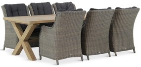 Tuinset 6 personen 240 cm Wicker Taupe Garden Collections Buckingham/Oregon