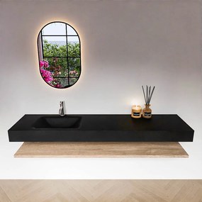 Zaro Alan badmeubel 180cm met planchet washed oak en vrijhangende wastafel cloud links 1 kraangat urban