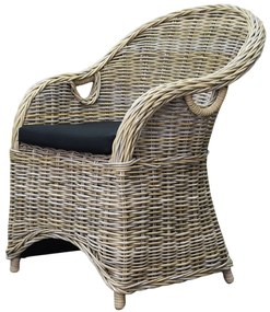 Macau dining tuinstoel met handgat naturel rotan - olefin black