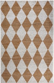 Handgeweven plat juten vloerkleed Effie Diamond