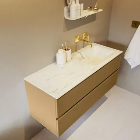 Mondiaz Vica DLux badmeubel 120cm oro 2 lades met wastafel opalo rechts zonder kraangat