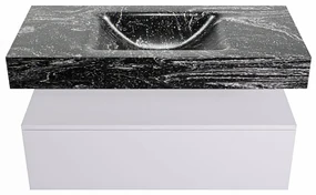 Mondiaz Alan DLux badmeubel 100cm cale 1 lade met wastafel lava midden 1 kraangat
