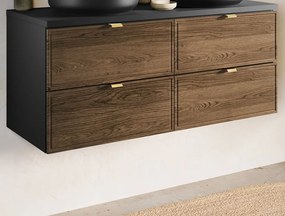 Comad Talia Casella badkamermeubel 120cm met toppaneel en waskommen eiken/zwart