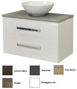 Sanicare Q11 badkamermeubel met grey-stone topblad 80 cm truffel