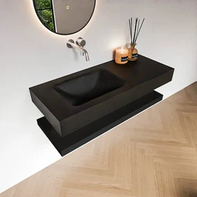 Zaro Alan badmeubel 110cm met planchet urban en vrijhangende wastafel cloud links zonder kraangat urban