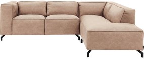 Goossens Bank Calvin beige, micro leer, 2-zits, modern design met ligelement rechts