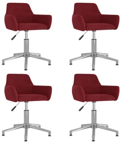 vidaXL Eetkamerstoelen draaibaar 4 st fluweel wijnrood
