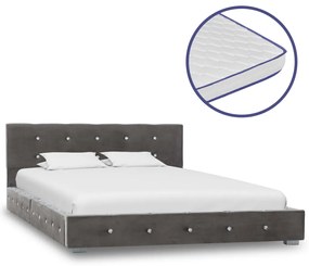 vidaXL Bed met traagschuim matras fluweel grijs 120x200 cm
