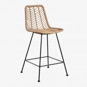 Hoge Kruk In Gouda Natural Synthetisch Rotan Natuurlijk & Zwart & ↑65 Cm & Geen Kussen - Sklum