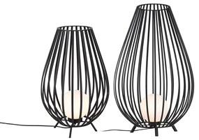 Set van vloerlampen zwart met opaal 110 cm en 70 cm - Angela Design E27 IP44 rond Binnenverlichting Lamp