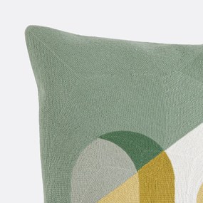 Vierkante kussenhoes, geborduurd katoen, geometrisch patroon, DYONIS