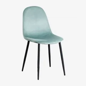 Pak 2 Glamm Fluwelen Eetkamerstoelen Grün Tanne & Zwart - Sklum