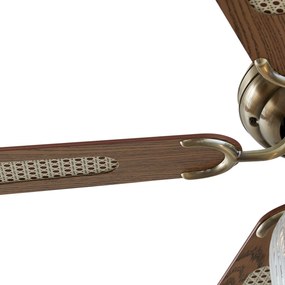Plafondventilator met lamp messing met hout 107.5cm met trekschakelaar - Mistral Karel Industriele / Industrie / Industrial E14 rond Binnenverlichting Lamp