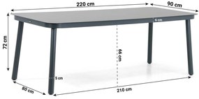 Tuinset 6 personen 220 cm Kunststof Taupe Lifestyle Garden Furniture Salina/Tavano