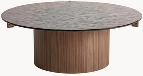 Ronde houten salontafel Giswil met glazen blad