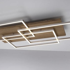 Plafondlamp met dimmer hout vierkant incl. LED 3-lichts met afstandsbediening - Ajdin Modern Binnenverlichting Lamp