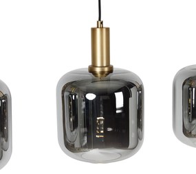 Eettafel / Eetkamer Hanglamp zwart met goud en smoke glas incl. 4 PUCC - Zuzanna Design E27 Binnenverlichting Lamp
