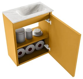 Mondiaz Ture DLux toiletmeubel 40cm ocher met wastafel ostra rechts met kraangat