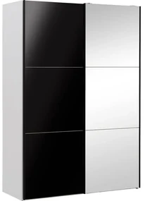 Goossens Kledingkast Easy Storage Sdk, 153 cm breed, 220 cm hoog, 1x 3 paneel glas schuifdeur li en 1x 3 paneel spiegel schuifdeur re
