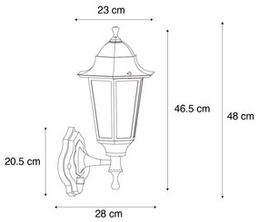 Buiten wandlantaarn donker groen met bewegingssensor IP44 - New Orleans up Klassiek / Antiek E27 IP44 Buitenverlichting rond