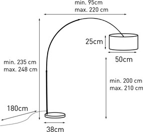 Vloerlamp staal met oranje kap met gouden binnenkant 50cm - XXL