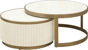 Richmond Interiors Tivoli Ronde Salontafelset Beige Goud - 91 X 91cm.