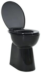 vidaXL Toilet verhoogd 7 cm soft-close randloos keramiek zwart
