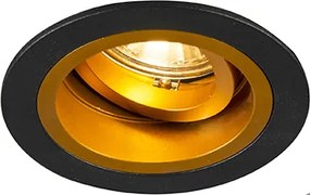Smart inbouwspot zwart met goud kantelbaar incl. Wifi GU10 - Chuck