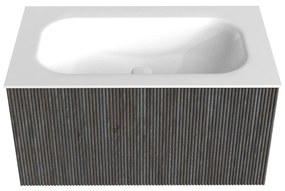 Mondiaz Kurve 80cm badmeubel shadow met 1 lade en wastafel big small midden zonder kraangat