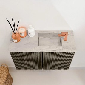 Mondiaz Joya DLux 60cm toiletmeubel shadow met wastafel faye rechts 1 kraangat glace
