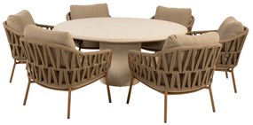 Hampton Biarritz low dining tuinset 160xH69 cm rond 7 delig mortex amber 4 Seasons Outdoor