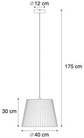 Buiten hanglamp zwart met beige kap van touw IP44 - CavaJapandi Minimalistisch E27 IP44 Buitenverlichting rond