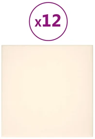 vidaXL Wandpanelen 12 st 1,08 m² 30x30 cm fluweel crèmekleurig