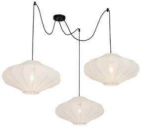Stoffen Eettafel / Eetkamer Smart hanglamp wit 50cm 3-lichts incl. Wifi G95 - Plu E27 Binnenverlichting Lamp