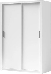 Kledingkast Catromi 105, Wit, 215x150x62cm, 124 kg, Kledingkast deuren: Schuivend, Aantal planken: 5, Aantal planken: 5