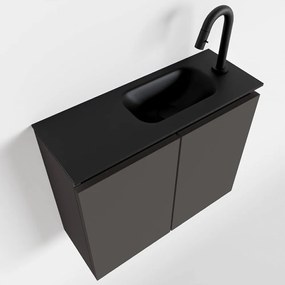 Mondiaz Ture 60cm toiletmeubel dark grey met wastafel urban rechts 1 kraangat