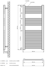 Eastbrook Rion handdoekradiator 50x120cm 649W zwart mat