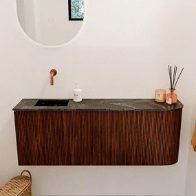 Mondiaz Joya DLux 110cm toiletmeubel ronding rechts ruby met wastafel faye links zonder kraangat lava